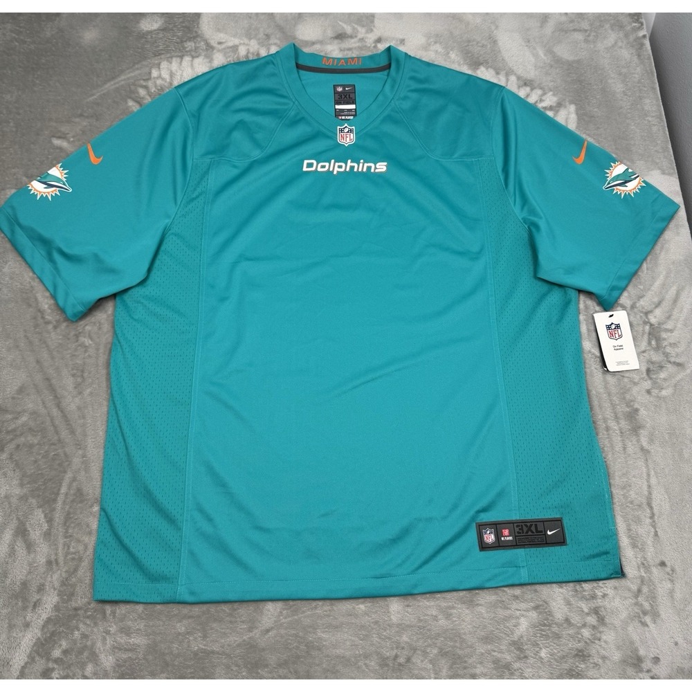 Miami Dolphins Blank Home Jersey Mens 3XL XXXL Nike On Field Shirt Logo Teal NWT